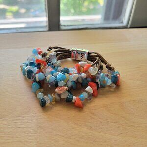 NOWT Beautiful Colorful Stacked Stone Bracelet with Magnetic Clasp